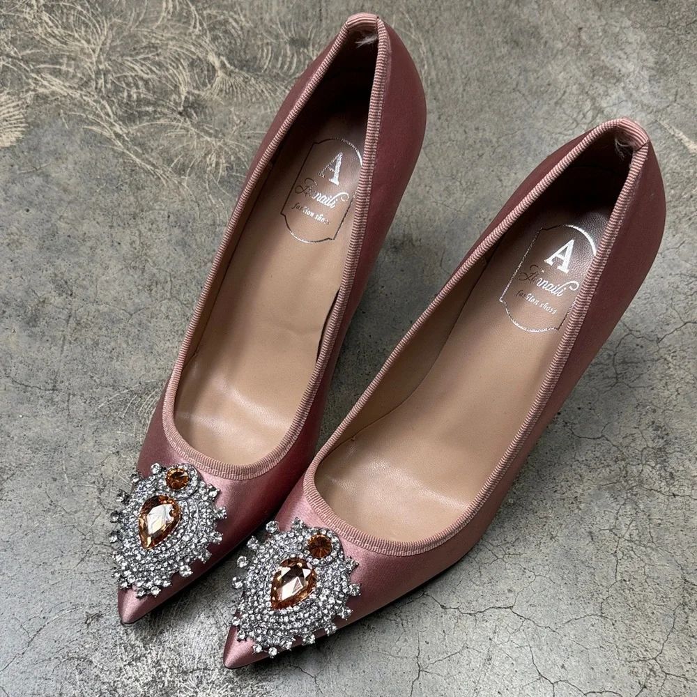 * Luxurious Satin Heels with Jewel Embellishments